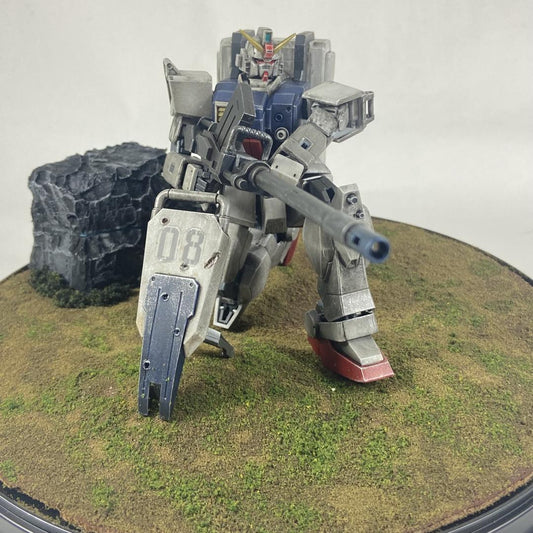 Finished Gundam Diorama, Painted RX Ground Type, Mini Display Model, Anime Mecha Collectible