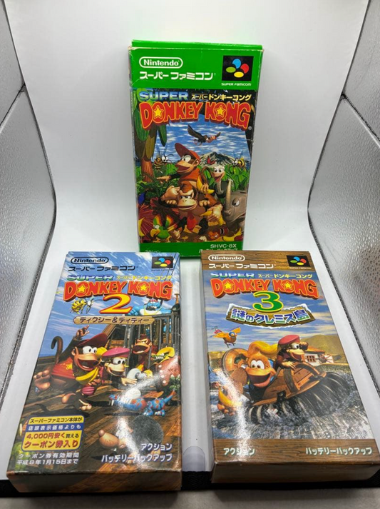 Used Nintendo Super Famicom SFC Super Donkey kong 1 2 3 CIB Japan import Tested