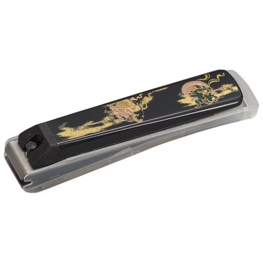 New KAI Japan Nail Clipper Fujin Raijin Wind and Thunder Gods Makie Art Made in Japan Professional Nail Cutter with Catcher Etched File