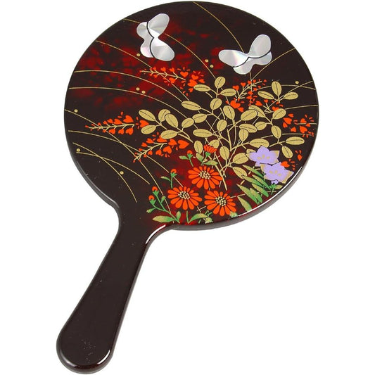 New Japanese Makie Art Hand Mirror Miyabino Elegant Lacquered Style Princess Mirror Hime Compact Mirror Made in Japan Traditional Art Gift