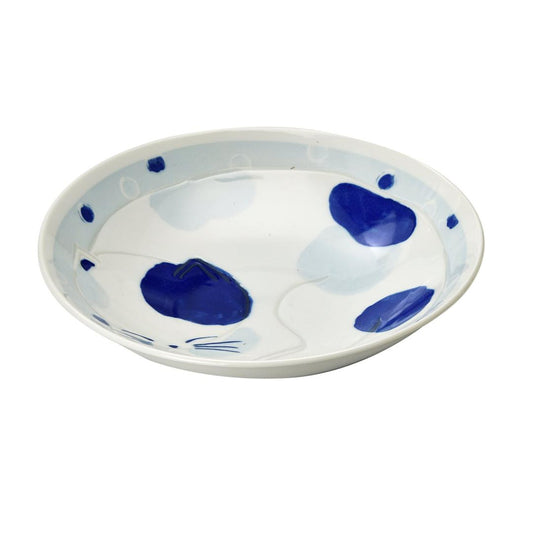 New Cute Sleeping Cat Large Deep Plate Baby Blue Mino Ware Japanese Ceramic Napping Cat Pasta Bowl Microwave Dishwasher Safe Made in Japan