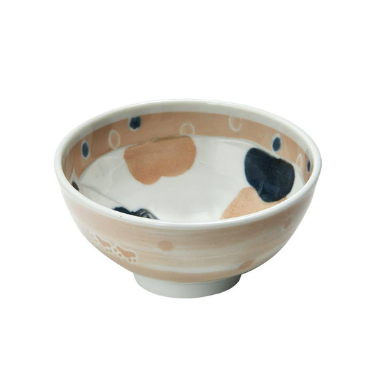 Lightweight Japanese Rice Bowl Sleeping Cat Apricot Mino Ware Ceramic Cereal Bowl Cute Kitten Design Made in Japan Microwave Dishwasher Safe