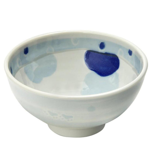 Lightweight Japanese Rice Bowl Sleeping Cat Baby Blue Mino Ware Cute Kitten Ceramic Cereal Bowl Made in Japan Microwave Dishwasher Safe