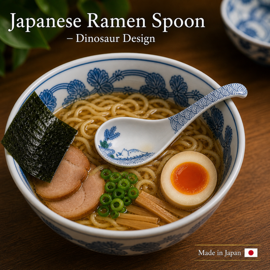 Japanese Ramen Spoon Dinosaur Design Ceramic Spoon Blue White Tableware Gift
