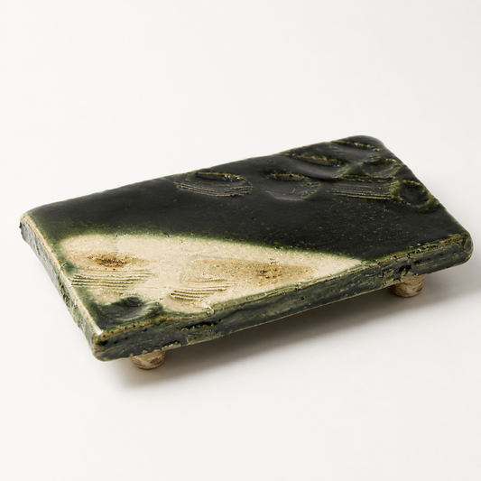 Japanese Ceramic Sushi Plate, Handmade Oribe Tray, Wabi Sabi Serving Dish, Unique Pottery Plating Board, Chef Gift