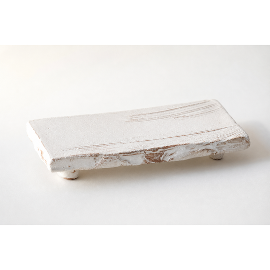 Japanese White Ceramic Sushi Plate, Handmade Serving Tray, Wabi Sabi Minimalist Dish, Unique Pottery Plating Board, Chef Gift
