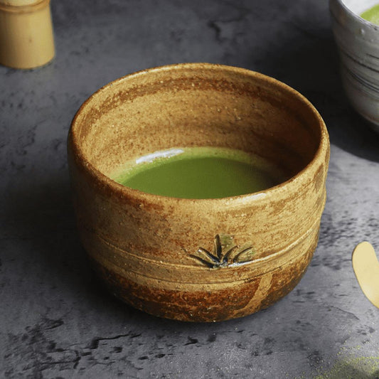Japanese Kizeto Yellow Pottery Matcha Bowl Tsutsugata Chawan 450cc Ceramic Tea Bowl with Wood Box