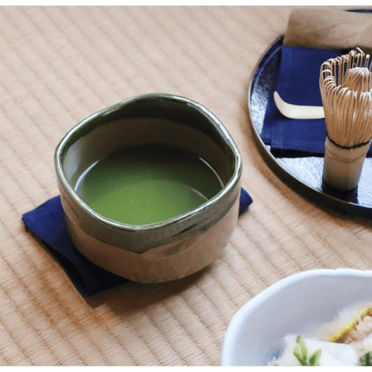 Japanese Oribe Pottery Matcha Bowl Chawan 600cc Large Ceramic Tea Bowl with Wood Box & Dishwasher Safe