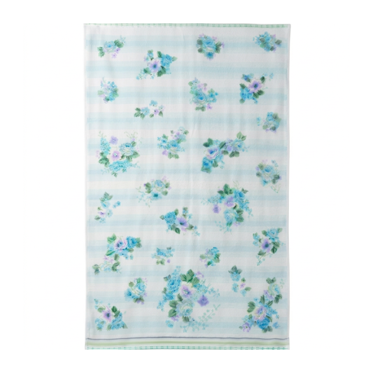 Imabari Bath Sheet Blue Rose Japanese Cotton Floral Towel Gift