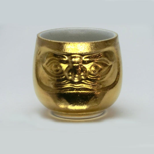 New Gold Daruma Sake Cup Porcelain Ochoko Guinomi Japanese Lucky Charm Resilience Symbol Gold Plated Drinkware Gift Boxed Made in Japan