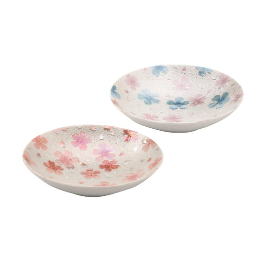 Set of 2 Sakura Cherry Blossom Curry Pasta Plates Iridescent Luster Finish Mino Ware Japanese Ceramic Plates Shimmering Pink Made in Japan