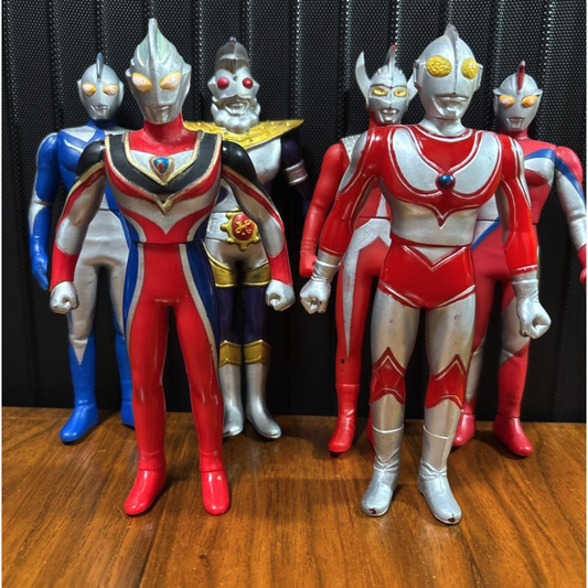 Used Ultra Rare Ultraman Figure Lot Set of 6 Vintage 1973-2001 Kaiju Action Figures Tsuburaya Heroes 6.3in Tall