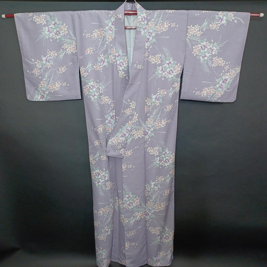 Used Vintage Japanese Silk Kimono Long Length 62.2 in (158cm) Waist Width 24.4 in (62cm) Traditional Robe Women's Wear Asian Garment