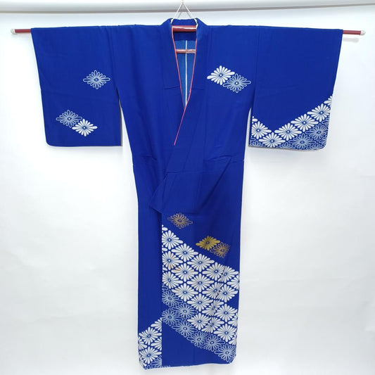 Used Vintage Pure Silk Japanese Kimono / Nagagi Traditional Women's Dress Outerwear Height 59.8 in (152cm) Waist 21.7 in (55cm) Gift