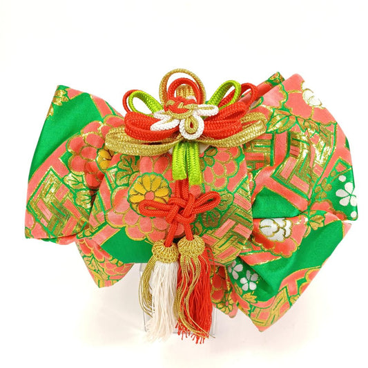 Used Vintage Shichi-Go-San Tsukuri Obi Pre-Tied Belt Mainly Silk Japanese Traditional Ceremony Wear Kimono Accessory