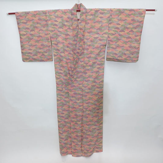 Used Vintage Pure Silk Japanese Kimono / Nagagi Traditional Women's Dress Outerwear Height 62.6 in (159cm) Waist 23.6 in (60cm) Gift