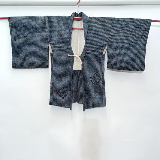 Used Vintage Silk Shibori Haori Kimono Jacket/Cardigan Japanese Women's Outerwear Craft Fabric Height 30.7 in (78cm) Waist 23.2 in (59cm)