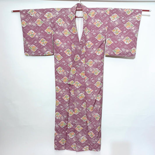 Used Vintage Silk Kimono Traditional Japanese Dress Women's Wear Formal or Craft Fabric Height 63.0 in (160cm) Waist 22.8 in (58cm)