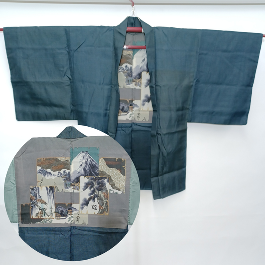Used Vintage Silk Haori Kimono Jacket/Cardigan Japanese Women's Outerwear Craft Fabric Height 37.0 in (94cm) Waist 24.0 in (61cm)