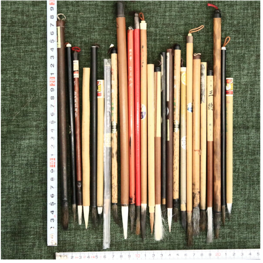 Used 25 Lot Vintage Japanese & Chinese Calligraphy Brushes Set Sumi-e Art Painting Brush Bundle Wool Horse Hair