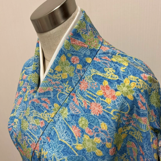 Used Washable Kimono for Women Polyester Japanese Traditional Dress Casual Wear Height 60.2 in (153cm) Waist 22.4 in (57cm)