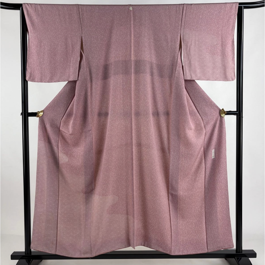 Used HUMAN NATIONAL TREASURE Yuujiro Nakamura Ise Katagami Tsukesage Kimono Pure Silk Edo Komon Pink Single Crest Height 60.8 in (154.5cm)