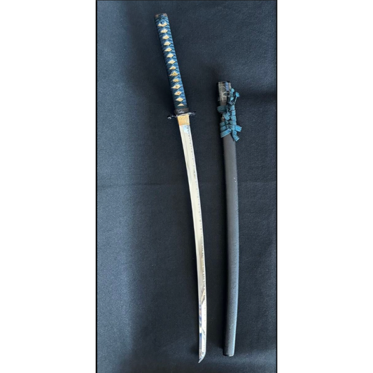 Used Japanese Samurai Katana Replica Long Sword Uchigatana Black Scabbard Display Prop 41.3in