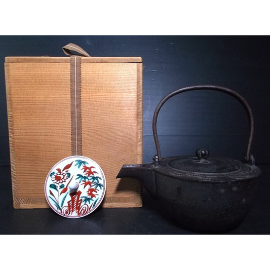 Used National Treasure Kettle Maker Takahashi Keiten Choshi Tea Pot Japanese Iron Art 5.9 in (15cm) Tea Ceremony