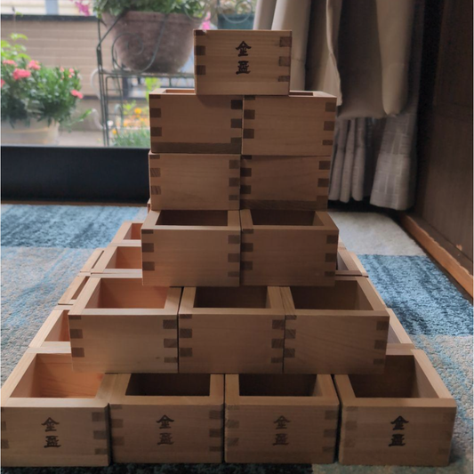 Used Vintage Japanese Wooden Masu Cup Set of 34 Sake Vessels 3.3 in (8.5cm) Barware Home Decor Lot Traditional Wood Serving