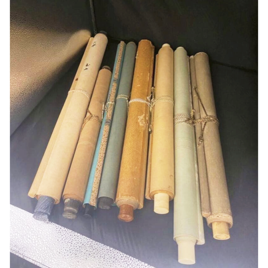 Used Japanese Hanging Scrolls Kakejiku Lot of 8 Landscape Calligraphy Sansui Assorted Damage Project Repair Vintage Art