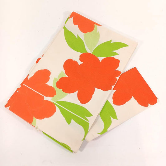 Used Vintage Japanese Nagoya Obi Silk Kimono Sash White with Elegant Floral Pattern Traditional Woven Textile for Home Decor or Wear Japan