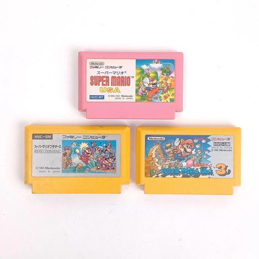Rank-B Nintendo Famicom FC Lot of 3 Super Mario Bros 1 3 USA Japan Import NTSC-J Tested ""Photo is sample""