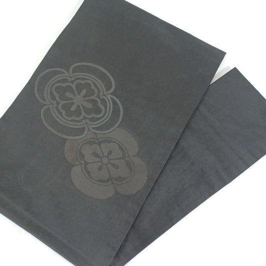 Used Japanese Nagoya Obi Black Pure Silk For Funeral Mourning Formal Wear Vintage Kimono Sash Black Weave For Craft Remake Upcycle 150in