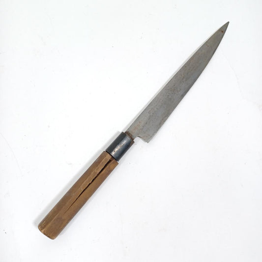 Used Japanese Kitchen Knife For Restoration Vintage Hand Forged Steel Blade For Sharpening Practice DIY Project Repair Total 13.4in