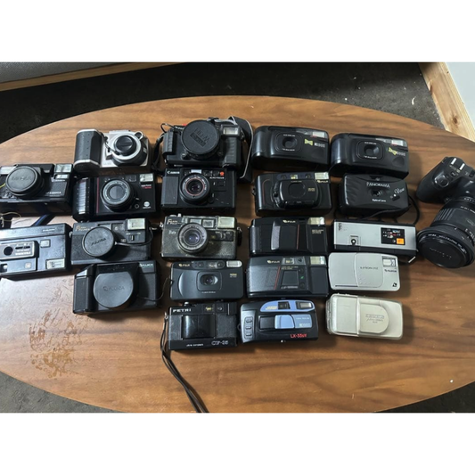 Used Japanese Camera Lot 22pcs For Repair Parts Fuji Canon Ricoh Minolta Film Compact Digital Cameras Untested Junk For Collectors DIY