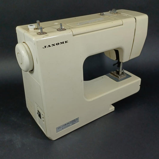 Used Vintage JANOME Sewing Machine for Display or Parts Black Metal Body Antique Home Decor from Japan & Collectible Retro Craft Room Prop