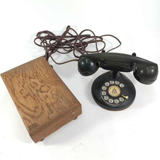 Used Antique Automatic Electric MonoPhone Chicago Rotary Dial Telephone Vintage Art Deco Desk Phone Black Bakelite Billards Old Telephones