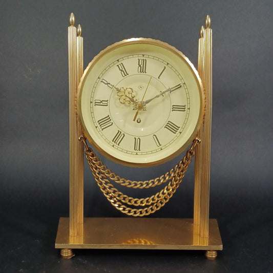 Used Vintage Jeco Mantel Clock 1974 Japan Mid Century Modern Decor Space Age Style Rare Table Clock for Restoration and Repair Project