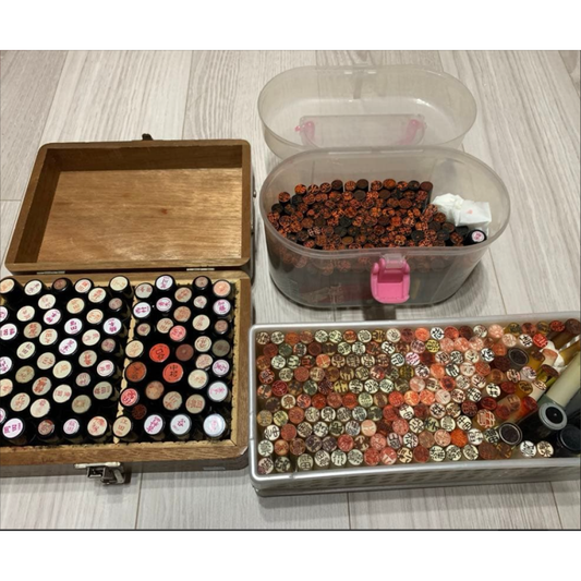 Used Japanese Name Stamp Hanko Inkan Lot 430pcs Mixed Shachihata & Wooden Sanmonban Kanji Stamp Bulk for Scrapbooking Art Journaling Craft