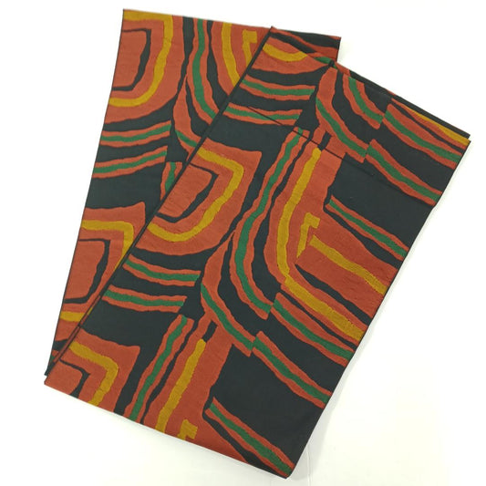 Used Japanese Fukuro Obi Silk Kimono Belt Black Base Multicolor Abstract Pattern Traditional Formal Wear Waist Accessory For Kimono Costume
