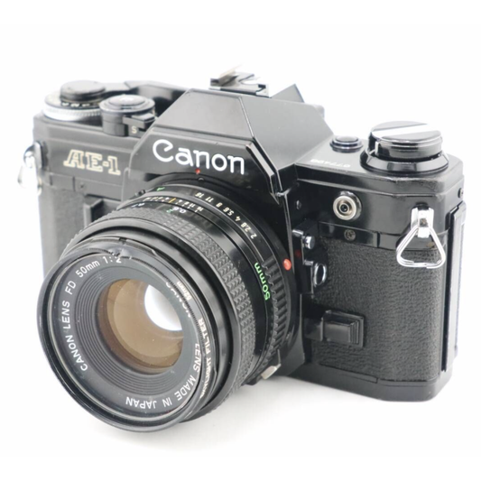 Used Canon AE-1 Film Camera Black with New FD 50mm f2 Lens Vintage SLR Photography Set Classic Japanese Analog Film Camera Excellent jp