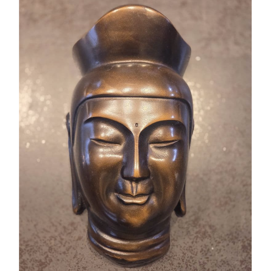 Used Vintage Japanese Miroku Bosatsu Buddha Face Wall Mask Metal Wall Art Home Decor Buddhist Art Sculpture Handcrafted Traditional Decor