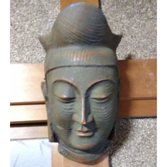 Used Japanese Buddhist Mask Miroku Bosatsu Maitreya Bodhisattva Washi Paper Mache Ceramic Wall Hanging Decor Nara Japan Temple Art Vintage