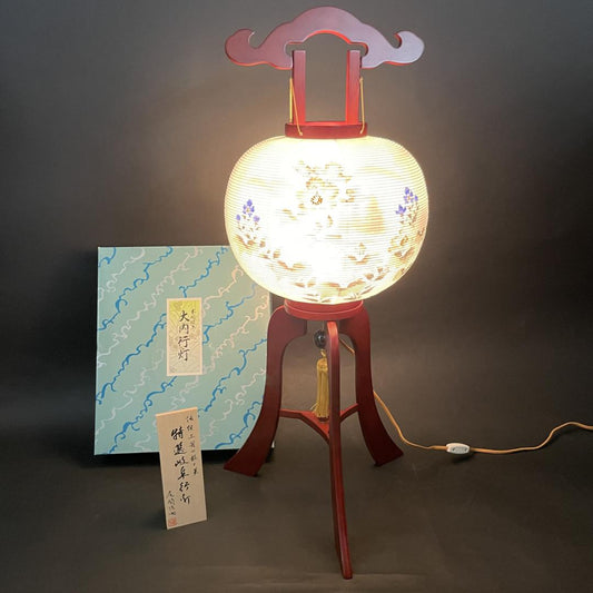Used Japanese Ouchi Andon Bon Festival Lantern Sansui Landscape Design 12-Go