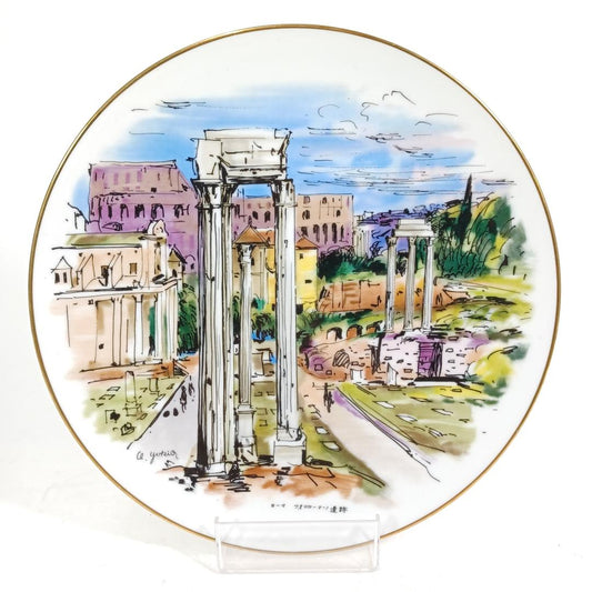 Used Vintage Noritake Decorative Plate Roman Forum Ruins Italy Fine China 10.6in Display Dish Japanese Porcelain Collectible Home Decor