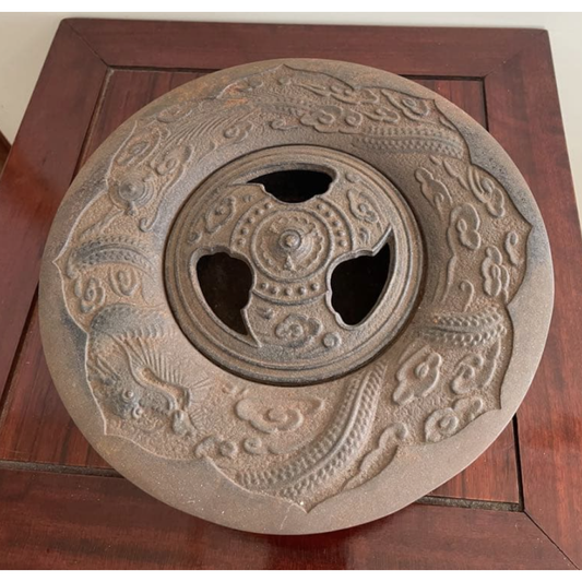 Used Vintage Nambu Tekki Cast Iron Ashtray Morioka Japanese Dragon Tomoe Incense Burner Heavy Metal Decorative Bowl Wabi Sabi Antique
