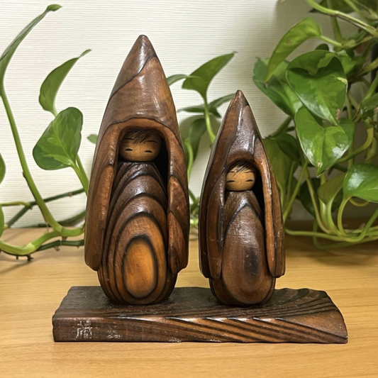 Used Vintage Japanese Wooden Doll Osugi Bocchi Akita Cedar Folk Art Figurine Traditional Mingei Handmade Ornament Retro Japan 30 Years Old