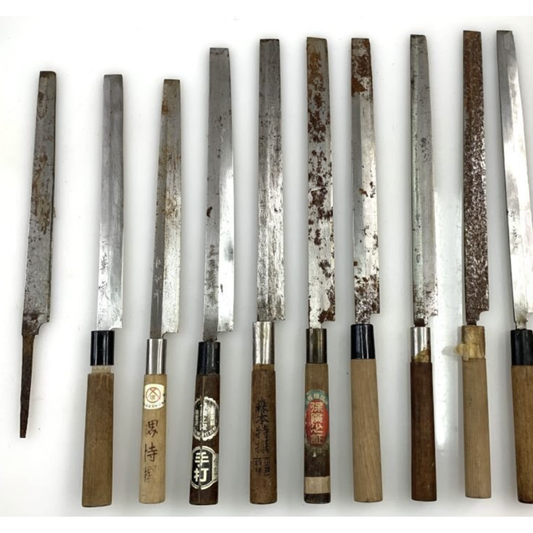 Used Vintage Japanese Yanagiba Takohiki Knife 10pc Bulk Lot Sakai Takayuki Tosa Rusty Junk Salvage Traditional Kitchen Hocho Repair