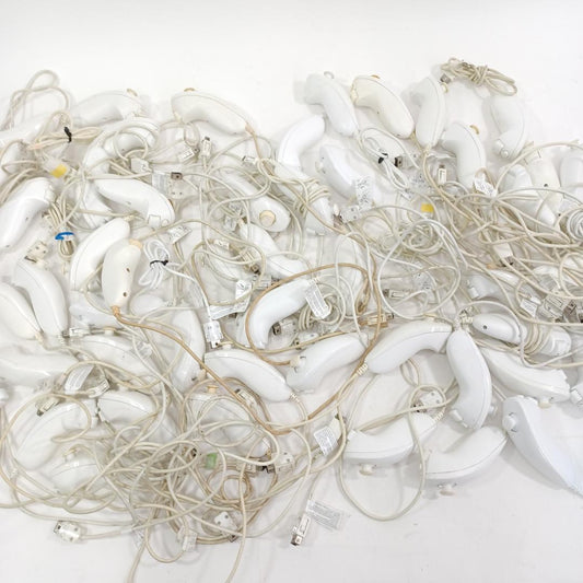 Used Wii Nunchuck Controller Lot 50 Pieces White Nintendo Gaming Accessories Bulk