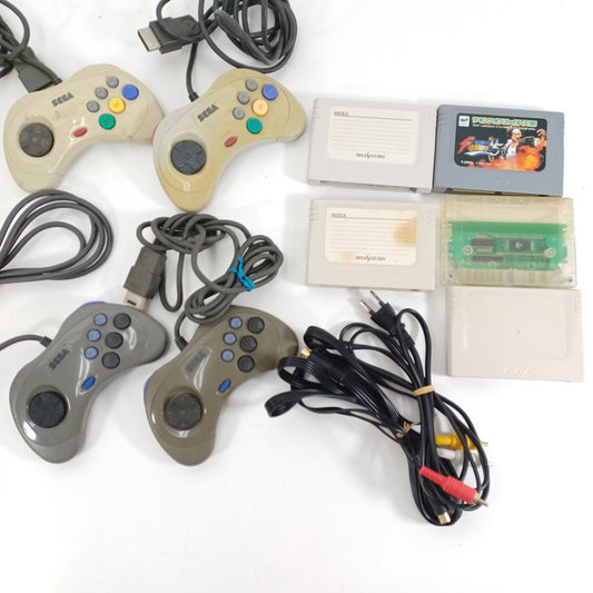 Used SEGA Saturn Controller & Memory Cartridge Lot of 9 with AV Power Cables Tested Working Vintage Accessories Set
